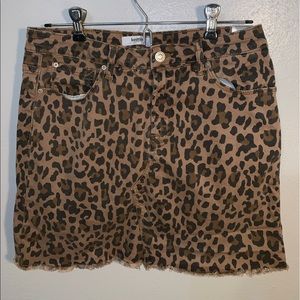 Cheetah print denim skirt
